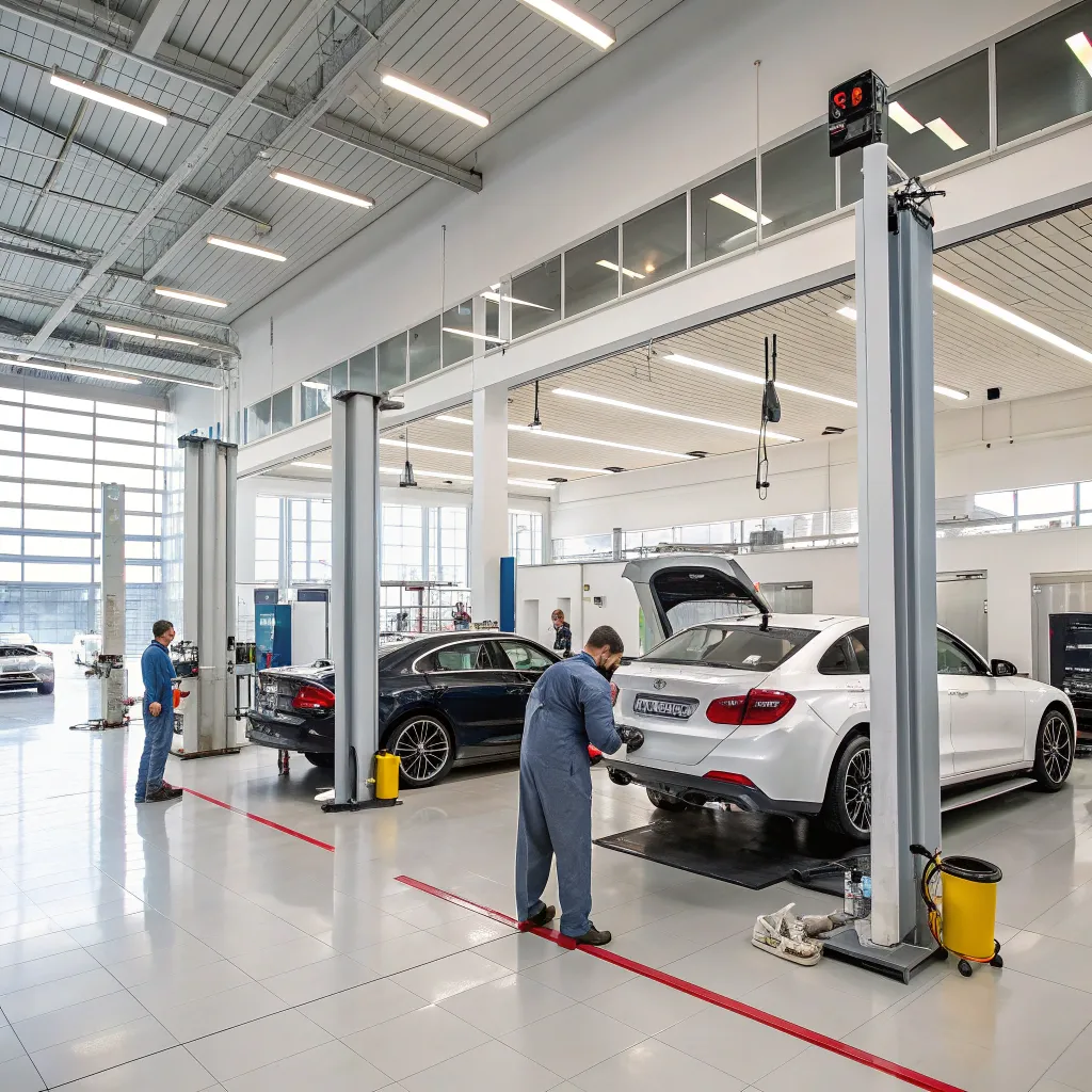 A modern car service center with premium facilities
